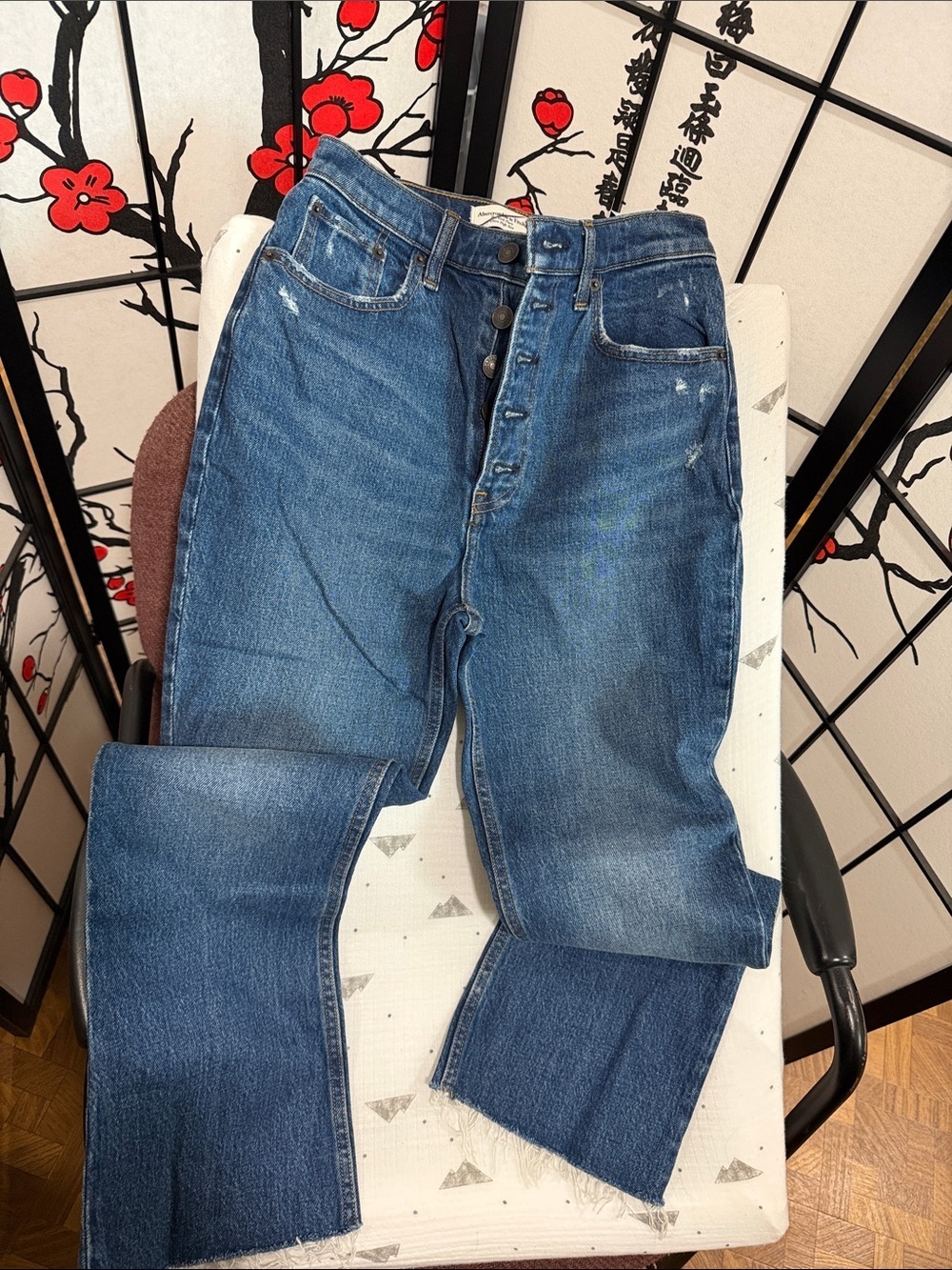 Abercrombie & Fitch Blue High-Rise Kick Flare Jeans